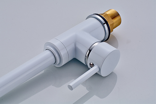 ROVATE Single Handle Brass Kitchen Faucet Deck Mounted White Painting