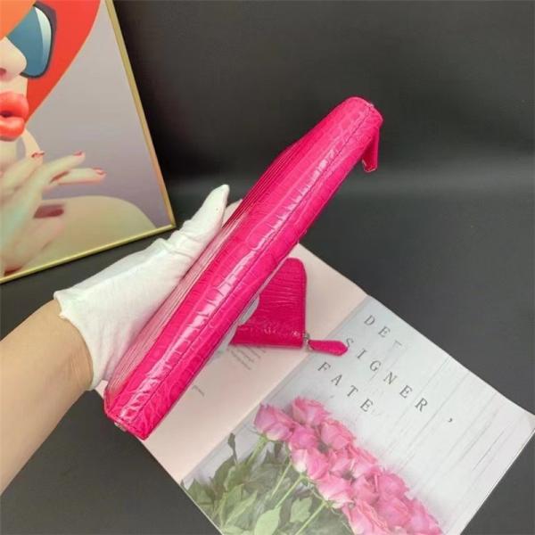 Authentic Genuine Crocodile Skin Women Long Card Pure Lady Colorful Glossy Wallet Exotic Alligator Leather Female Clutch