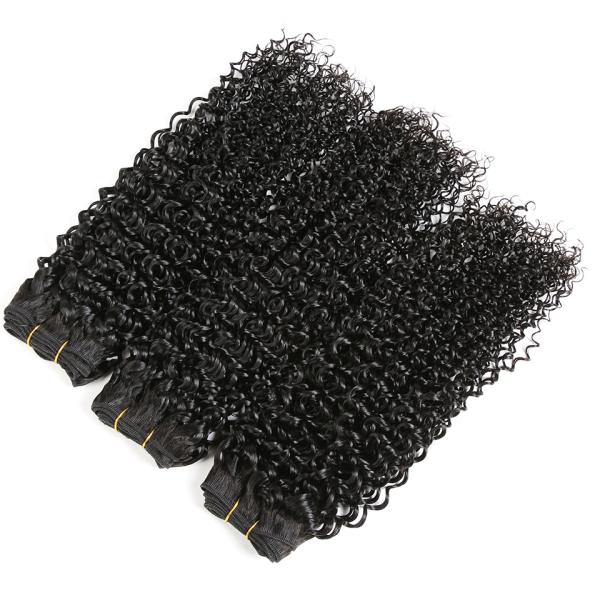 Kinky Curl Undye Color 3 Bundles Peruvian Virgin Hair Weave Wih Frontal No Shedding