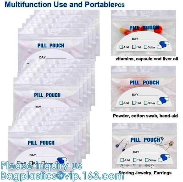 Medicine Bags, Zip lockk Accessory Bags, Pill Baggies, Supplements organizer, Medication Pouch, Vitamin Storage