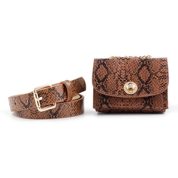 Waist Bag Female Girdle Leopard Stripe 2 In 1 Ladies Belt Bag Waist Bag Belt Mobile Phone Flap Leather Fanny Pack