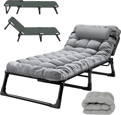 Portable Folding Camping Cot, Adjustable 4-Position Adults Reclining Chairs Mattress,Outdoor Patio Folding Lounge
