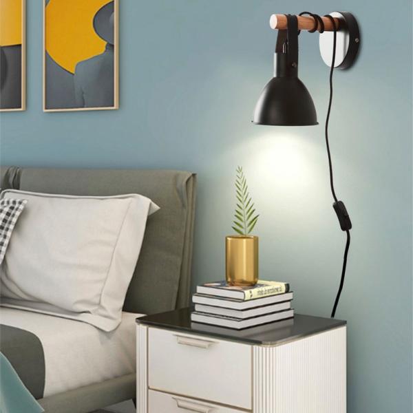 Industrial Retro Black Lampshade plug in wall light (WH-VR-15)