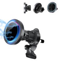 Porteur de téléphone de voiture sans fil à recharge rapide avec une texture en alliage d'aluminium et un effet lumineux RVB réglable pour une seule main