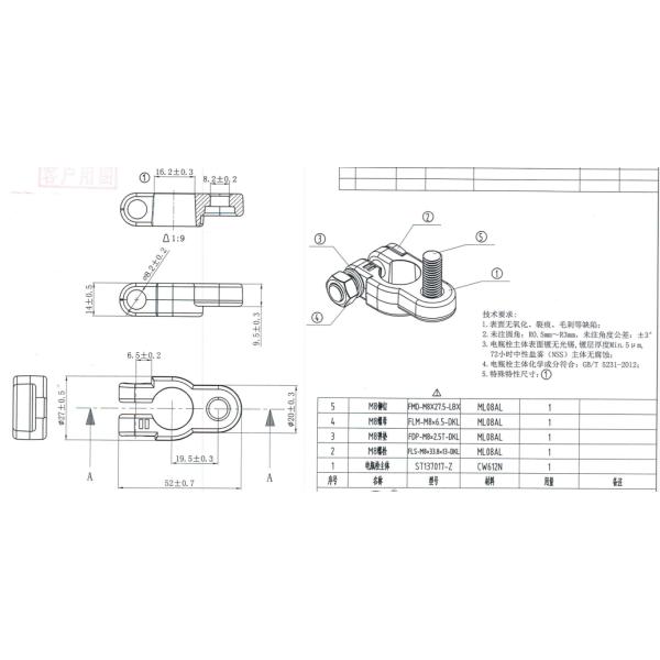 Professional  Negative  Automotive Battery Terminals / Car Battery Cable Ends
