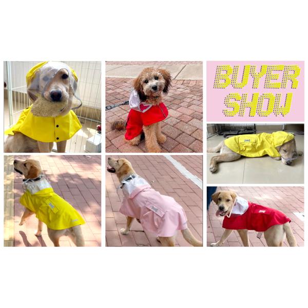 Dog Waterproof Raincoat with Poncho Hoodie, High Reflective Adjustable Yellow Pet Rain Jacket with Leash Hole
