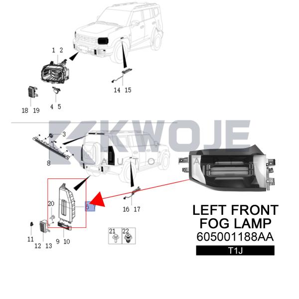 605001188AA OEM Tail Light for Jetour T1J Replacement
