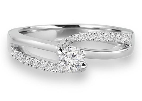 Prong Setting Round Cut Diamond Ring , 0.46ct 5mm Diamond Solid Gold Ring