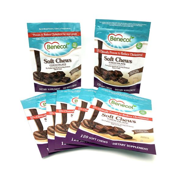 Stand up chocolate candy biscuit plastic packaging zipper bag for food packing