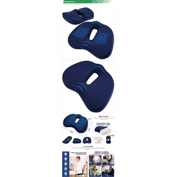 Adjustable Non-Slip Coccyx Cushion Portable Memory Foam Seat Cushion for Office Chair