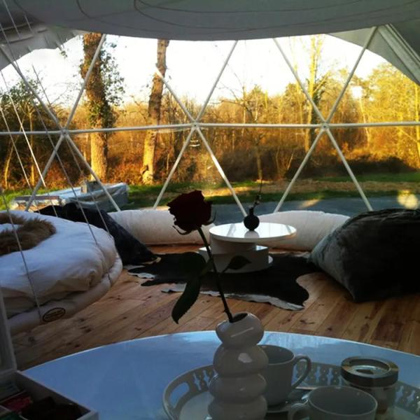 Luxo ao ar livre 8m Diâmetro dossel à prova d'água safari glamping resort hotel redondo tenda geodésica de cúpula
