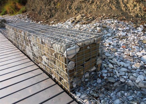 1.0X1.0X0.5m Welded Gabion Basket Wire Stone Cage 2X1X1m For Military