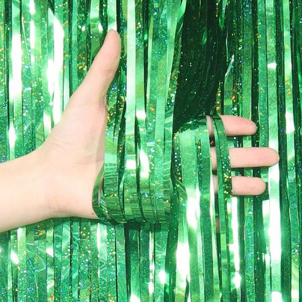 Christmas Diwali Silver Metallic Fringe 3*6m Laser Foil Curtain