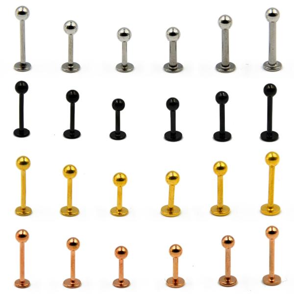 316L Surgical Steel Titanium Anodized Labret Lip Stud Ring Ear Tragus Stud Barbell Body Piercing Jewelry