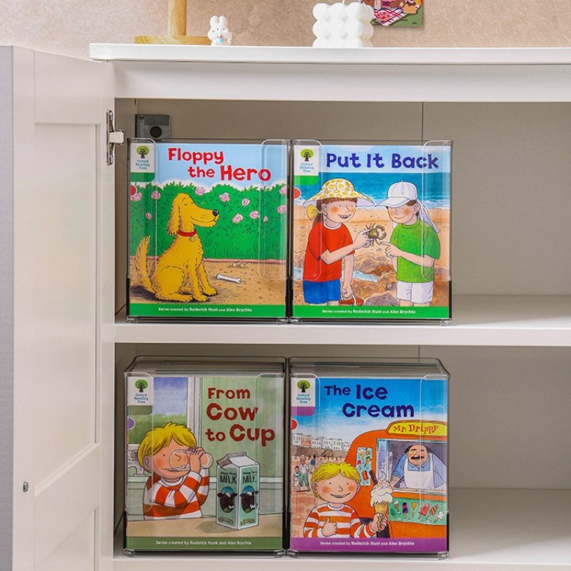 Clear Plastic Book Display Stand for Nursery Playroom and Classroom Reading Corner Organization