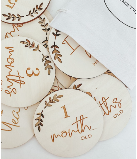 Personalised Newborn Milestone Month Cards Gift Hello World Milestone Disc