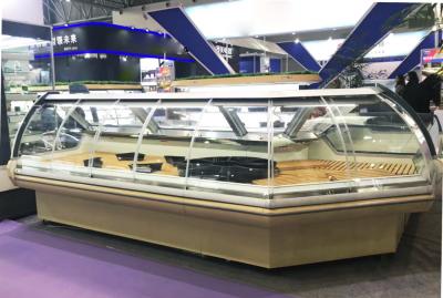 Refrigerador dianteiro da exposição do supermercado fino do vidro de deslizamento com 90 graus de projeto à moda do canto