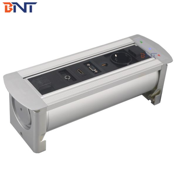 silver color hdmi interface electric rotation flip up desk socket