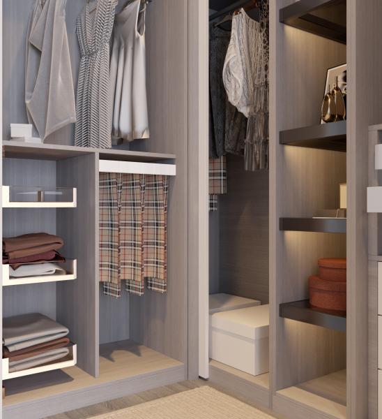 U Shaped Solid Wood Modern White Walk In Closet Room Shaker Style Small Walk In Wardrobe