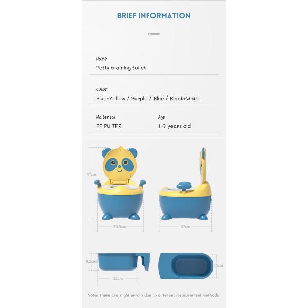 Cartoon Panda Shape Baby Potty Toilet with Custom Logo EN71 Certified Blue/Yellow/White/Black