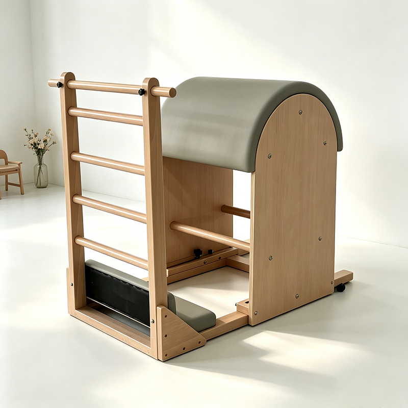 Classic Beech Wood Pilates Ladder Barrel Microfiber Leather Cushion For Commercial Studios Gym