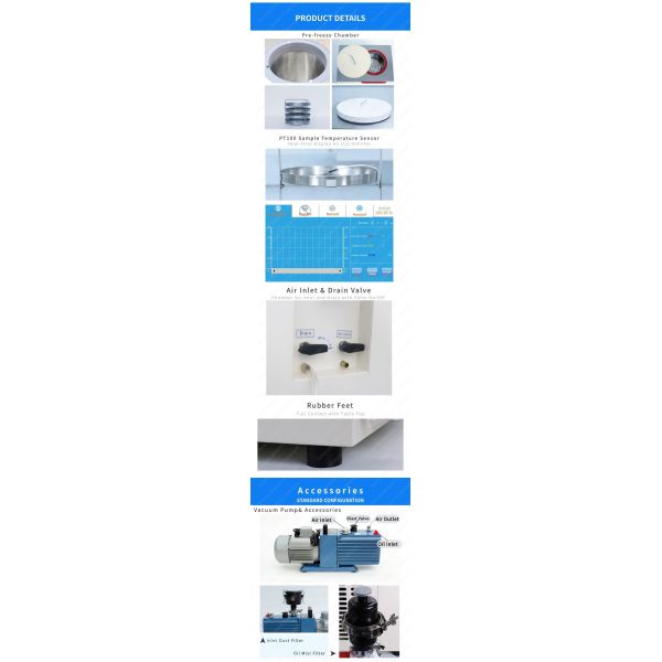 4kg Per Batch Lab Lyophilizer SS304 Chamber Laboratory Freeze Dryers