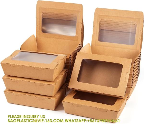 40 Oz Take Out Food Containers (50 Pack) Disposable Kraft Paper Food Container Takeout Box