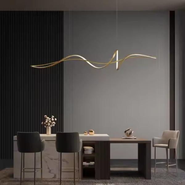 Comedor Lámpara de luces Fluffy Catkins Lineal Italiano Pendant Decoración de luz de lujo Comedor Lámpara de banda larga atenuable