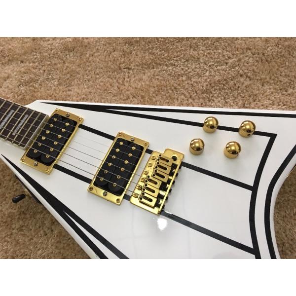 jackson custom guitar White color Golden hardwares Blocks inlay on rosewood fingerboard flying v electric guitar 6 strin