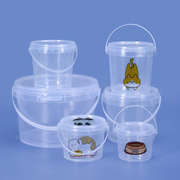 5L 6L balde de plástico para alimentos de grado de palomitas de maíz Cereales hielo Granos balde de contenedor claro