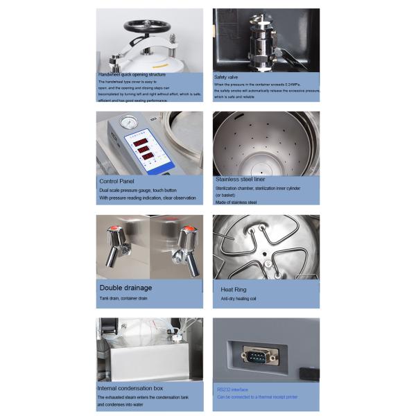 Liquid Crystal Digital Display Vertical Sterilizer Pre Vacuum Disinfection Cabinet