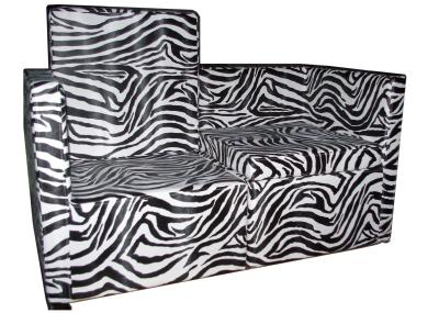 Zebra Style PU Salon Waiting Chairs 2 Seat With Painting Steel Foot , 53cm Depth