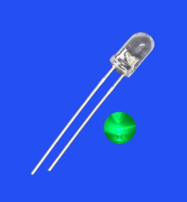 LED intermitente 5mm 3.0Hz 1/6 Ciclo de serviço Verde Cor 520nm 7000mcd Redondo Lente clara Dip LED intermitente