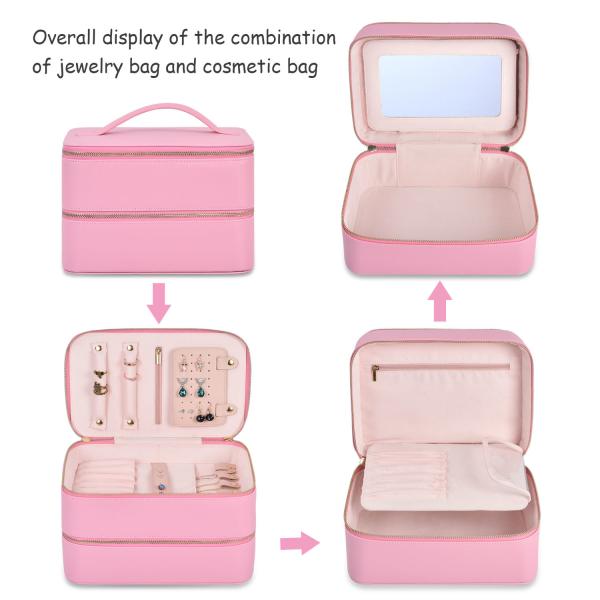 Jewelry Organizer Travel Case Earring Holder Two Double Layer Jewelry Box 9x6x6