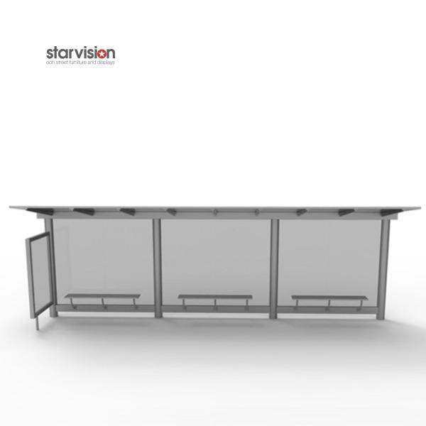 Double Sided Advertising Smart Bus Shelter Anti Corrosion Aluminum Flat Roof