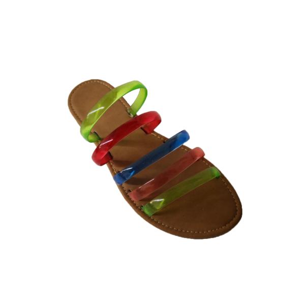 Women TPR Outsole PVC Cross Strap Flat Summer Sandal