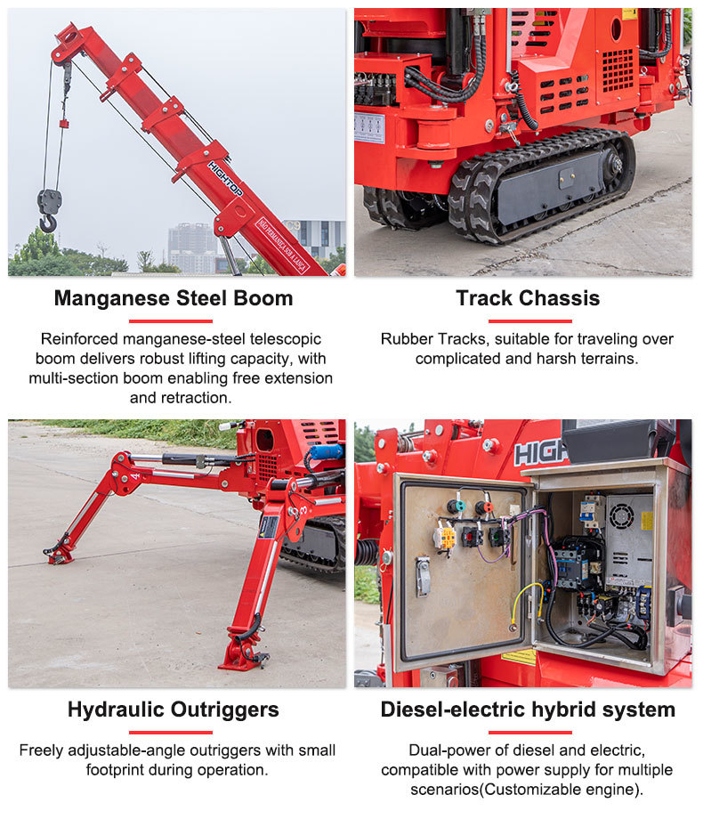 2 Tons Spider Crawler Crane With Rubber Tracked Chassis For Small Spaces