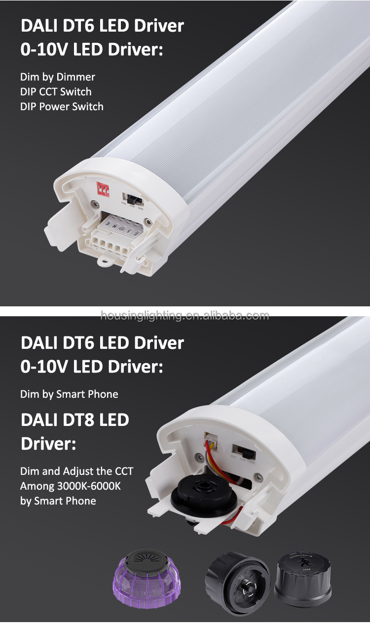 IP65 Waterproof Triproof LED Batten Light with 50000 Hours Lifespan and Dimmable Function for Commercial Use