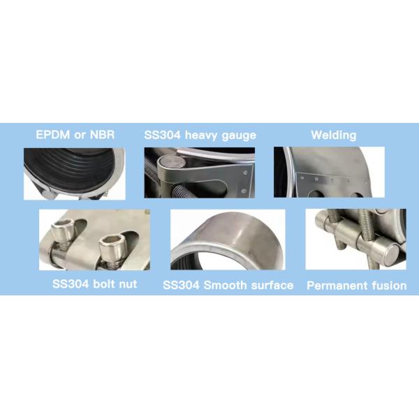 Conector de tubería de gas y agua de aceite de PVC de fugas de acero inoxidable HDPE abrazaderas de reparación de tuberías