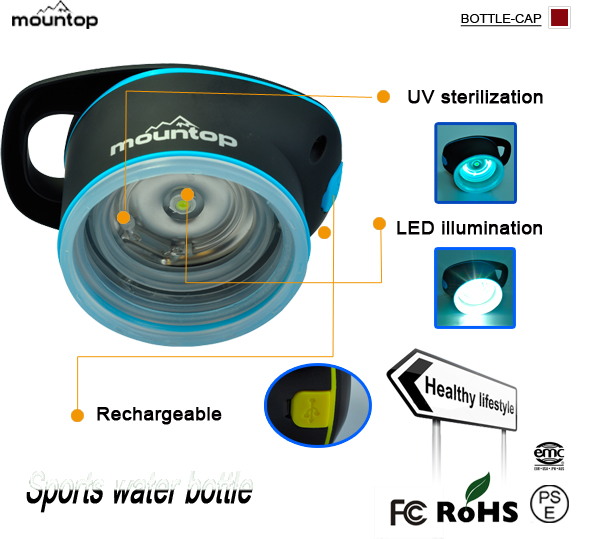 Portable Mountop Outdoor Sports UV Water Purifier & Handy Bottle LED For Camping Hiking