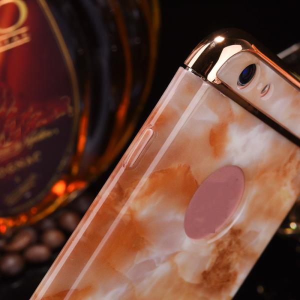 Hard PC 3 in 1 Plating Border Marble Lines Back Cover Cell Phone Case For iPhone 7 7 Plus 6 6s Plus