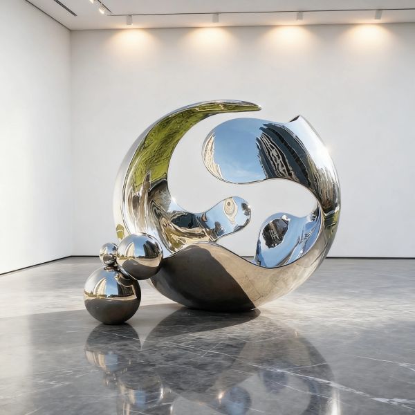 304 / 316 Stainless Steel Outdoor Sculpture Mirror Polished Metal Contemporary Sculpture