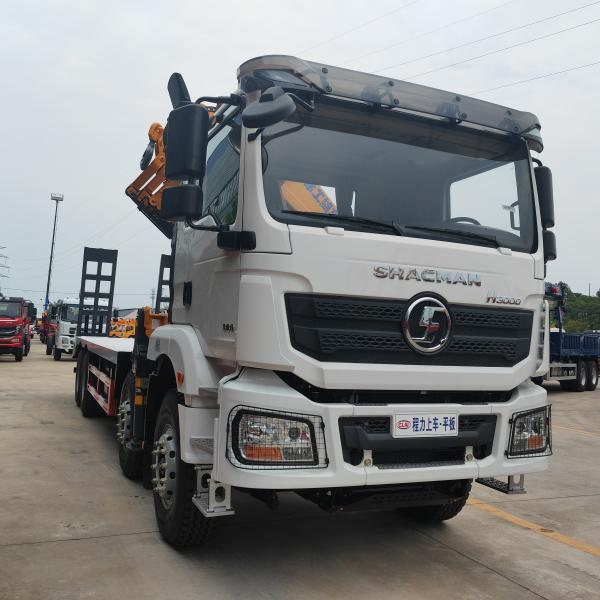 Shacman F3000 15ton Manipulador de Boom Plegable Muñeca XCMG Grúa Camión de carga de cama plana con escalera hidráulica trasera