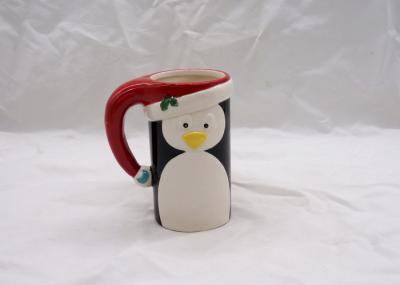 Dolomite Penguin Design 3D Ceramic Mug Hand Painted For Christmas / Winter