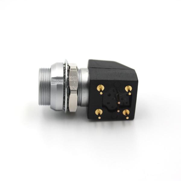 2 Pin Circular PCB Board Connector Push Pull Elbow 90° Socket With Two Nuts