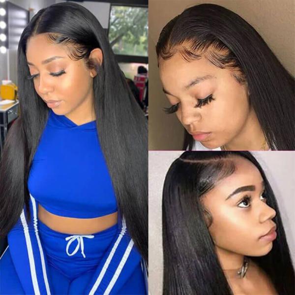 Restyled Straight 22 Full Lace Human Hair Wigs  No Tangle