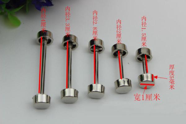 DIY bag accessories all kinds of size gunmetal color metal light gold dumbbell barbell rivet stud for bags