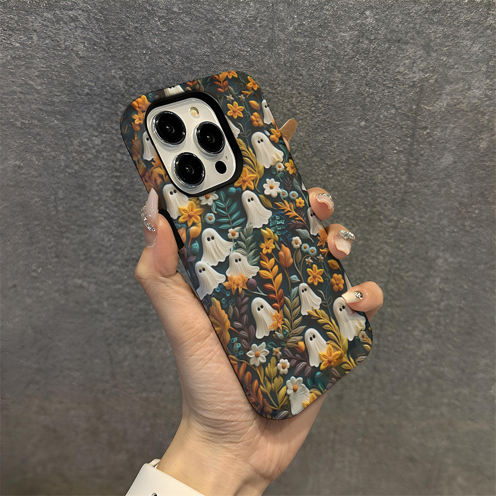 PC Halloween Hit Knitted 3D Ghost Film Waterproof Shockproof Luxury Mobile Phone Case for 11 12 13 14 15 Pro Max Plus Fashion
