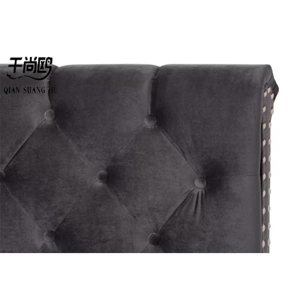 Upholstered Platform Sleigh Bed , European Style Tufted Platform Bed Frame