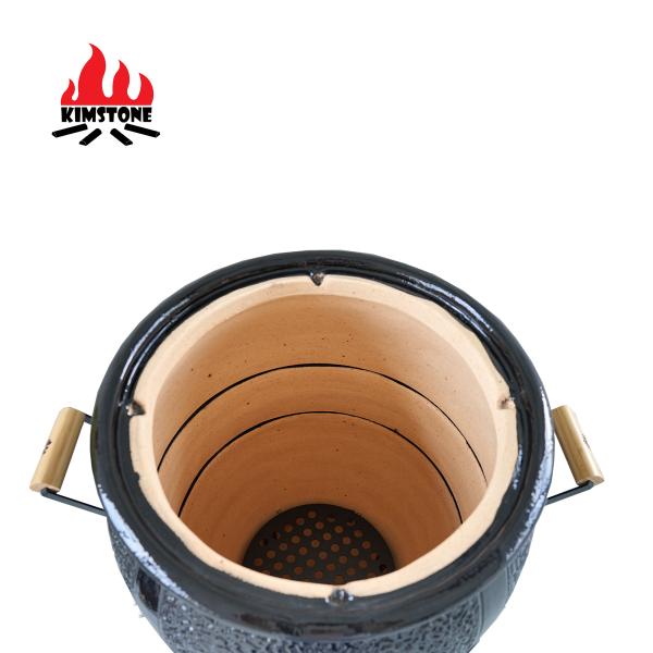 Kimstone High Quality 21 Inch  Ceramic Charcoal Smoker Grill  Tandoor Oven Big Space Hanging Grill Portable for Outdoor & Indoor